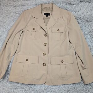 Braetan Jacket Womens L Biege Coat Button Up Pockets Comfort Career Preppy